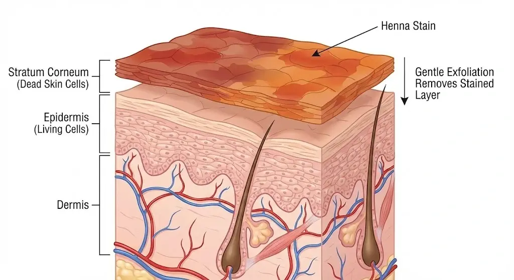 A close-up, infographic-style image showing the cross-section of skin layers.