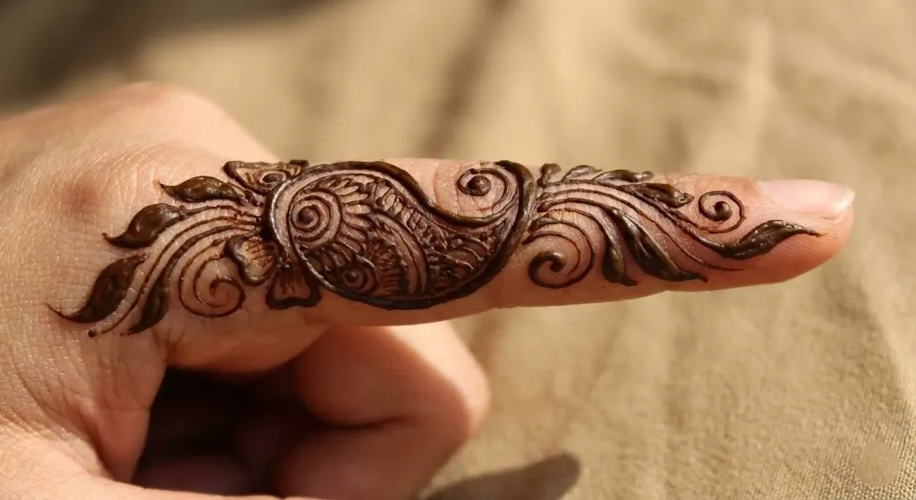 Flowing Arabic style finger mehndi design 1