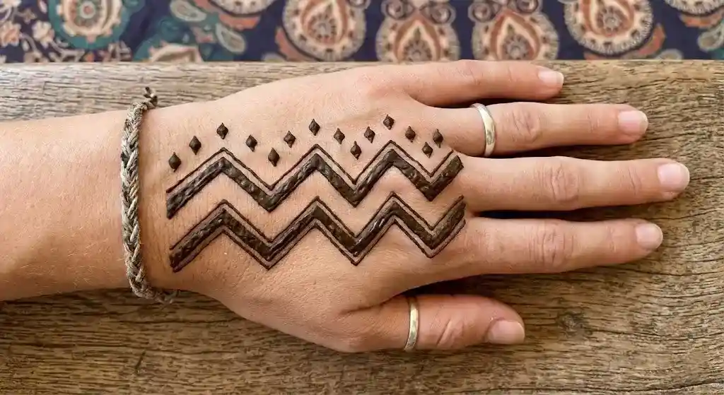 10 Simple Mehndi Designs for Beginners (That Look Professional) 8 The Geometric Chevron mehndi design