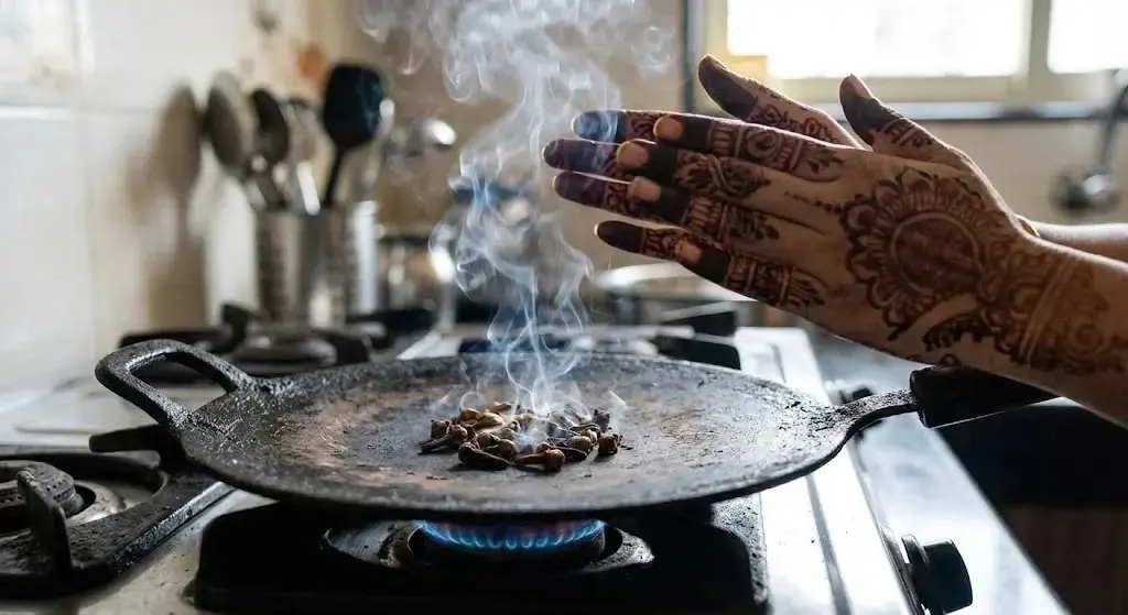 How to Make Mehndi Darker Naturally: 7 Secret Tips That Work 3 Warming henna-covered hands over traditional clove smoke to activate the dye.