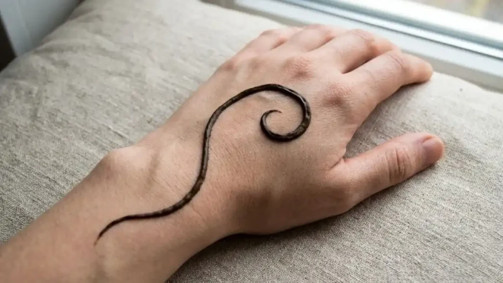 20 Stylish and Simple Back Hand Mehndi Designs 20 Single thick abstract modern henna line design on the back hand.